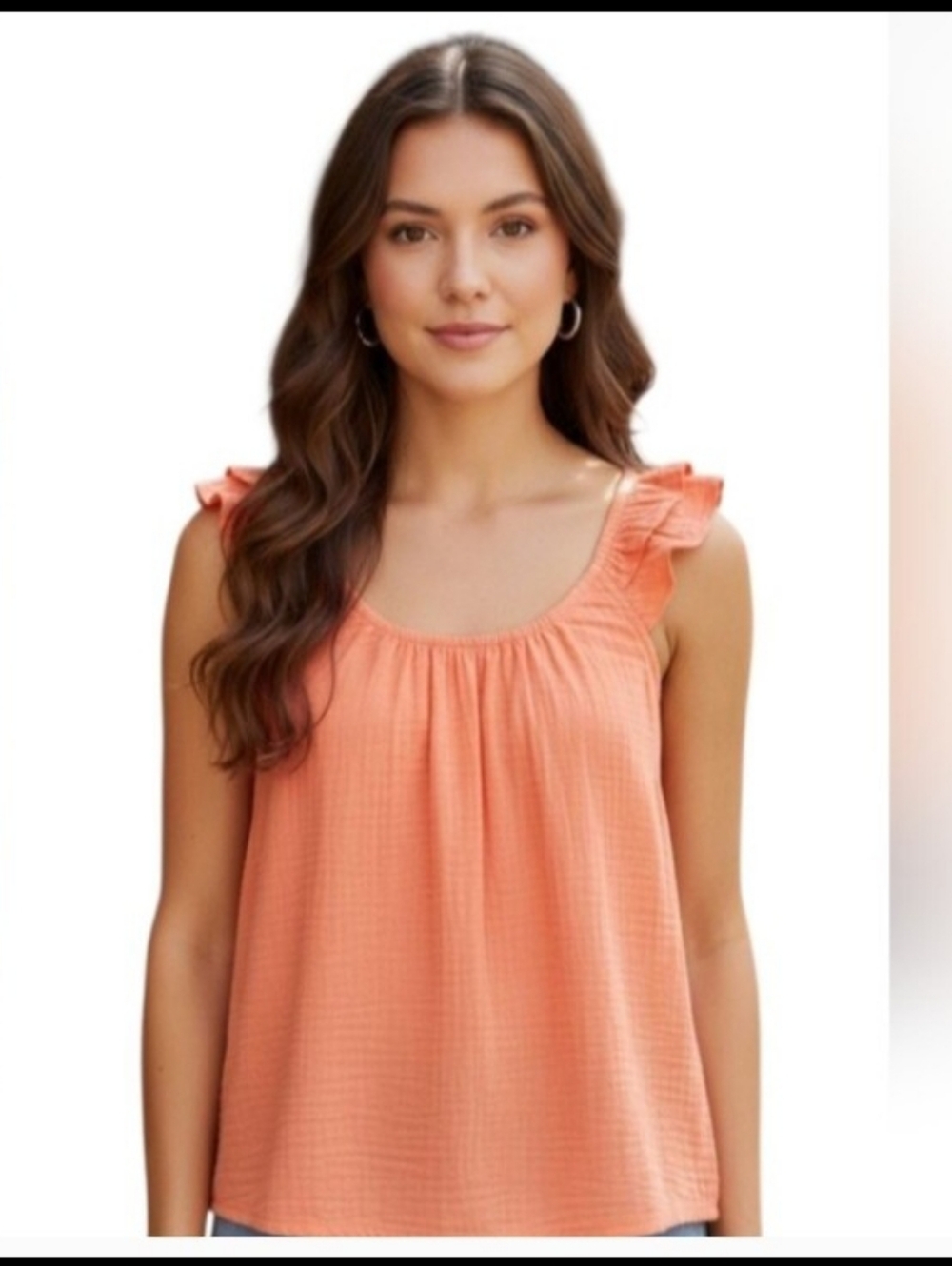 "SONOMA" (S) Brand New Pretty Orange Top With Ruffled Sleeves